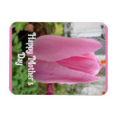 Roze Bloemen Bloemen Tulp Tulpen Moederdag Kaart Magneet (Horizontaal)