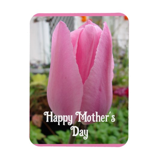 Roze Bloemen Bloemen Tulp Tulpen Moederdag Kaart Magneet (Verticaal)