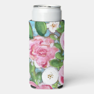 Roze Bloemen Bloemen van de Bloemenlente Seltzer Blikjeskoeler