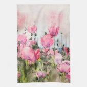 Roze Bloemen Bloemen Waterverf Art Theedoek (Verticaal)
