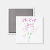 Roze bloemen Bloemenmeisje Magneet (Voorkant / Achterkant)