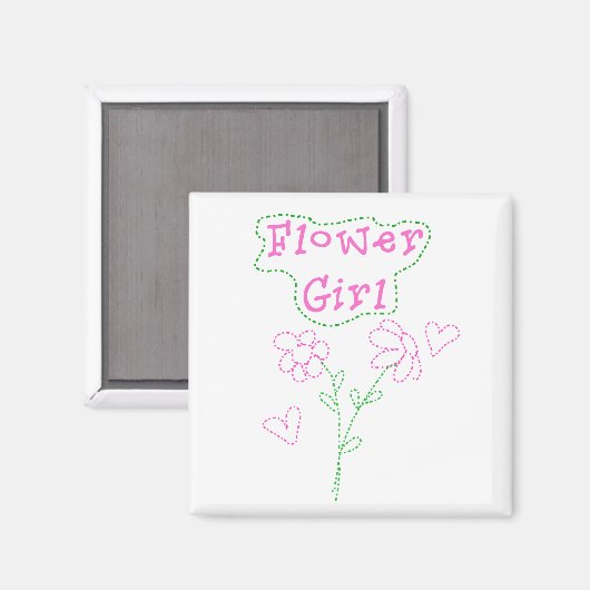 Roze bloemen Bloemenmeisje Magneet (Voorkant / Achterkant)