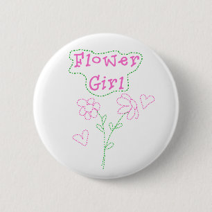 Roze bloemen Bloemenmeisje Ronde Button 5,7 Cm