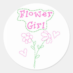 Roze bloemen Bloemenmeisje Ronde Sticker