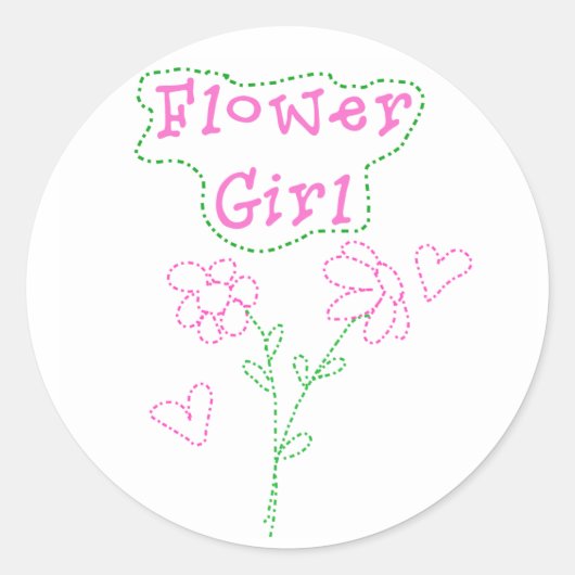 Roze bloemen Bloemenmeisje Ronde Sticker (Voorkant)