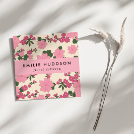 Roze Bloemen, Bloemenmotief, Bloemist, Bloemenwink Vierkante Visitekaartje