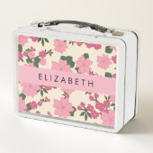 Roze bloemen, bloemenmotief, Jouw naam (Achterkant)