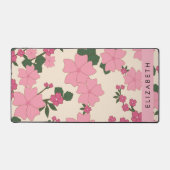 Roze bloemen, bloemenmotief, Jouw naam Bureaumat (Voorkant)