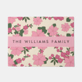 Roze bloemen, bloemenmotief, Jouw naam Deurmat (Voorkant)