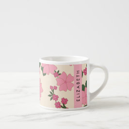 Roze bloemen, bloemenmotief, Jouw naam Espresso Kop