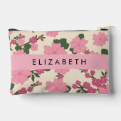 Roze bloemen, bloemenmotief, Jouw naam Etui (Achterkant)