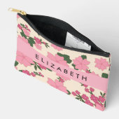 Roze bloemen, bloemenmotief, Jouw naam Etui (Open)