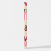 Roze bloemen, bloemenmotief, Jouw naam iPhone Hoesje (Linkerkant)