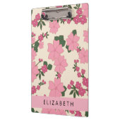 Roze bloemen, bloemenmotief, Jouw naam Klembord (Links)