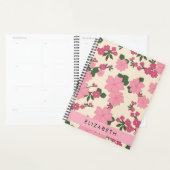 Roze bloemen, bloemenmotief, Jouw naam Planner (Display)