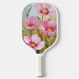 Roze Bloemen | Bloemenschildering in waterverf Pickleball Paddle