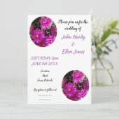 Roze Bloemen Bloemige Bruiloft Kaart (Staand voorkant)