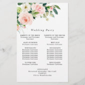Roze Bloemen Bloemige Huwelijksceremonie Programma (Achterkant)