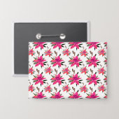Roze Bloemen Bloemmotief Ontwerp Button (Voorkant / Achterkant)