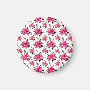 Roze Bloemen Bloemmotief Ontwerp Magneet