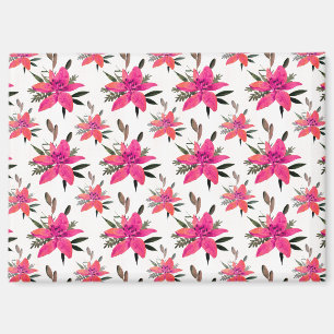 Roze Bloemen Bloemmotief Ontwerp Magneet
