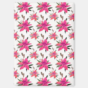 Roze Bloemen Bloemmotief Ontwerp Magneet