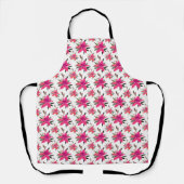 Roze Bloemen Bloemmotief Ontwerp Schort (Voorkant)
