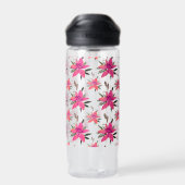 Roze Bloemen Bloemmotief Ontwerp Waterfles (Achterkant)
