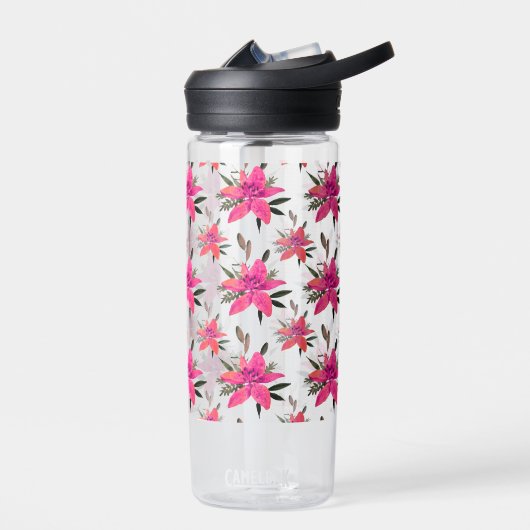 Roze Bloemen Bloemmotief Ontwerp Waterfles (Links)