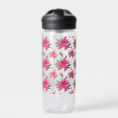Roze Bloemen Bloemmotief Ontwerp Waterfles (Voorkant)