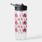 Roze Bloemen Bloemmotief Ontwerp Waterfles (Rechts)