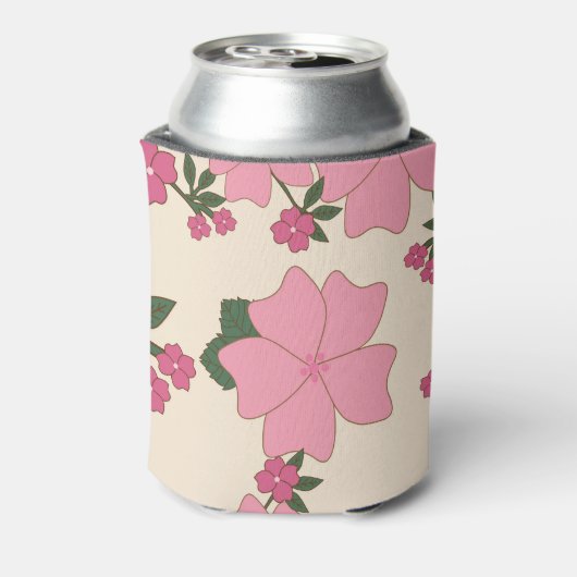 Roze bloemen, bloempatroon, patroon van bloemen blikjeskoeler (Blikje Achterkant)