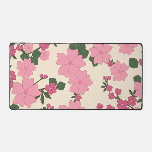 Roze bloemen, bloempatroon, patroon van bloemen bureaumat (Voorkant)