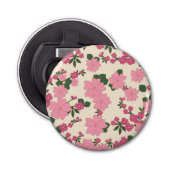Roze bloemen, bloempatroon, patroon van bloemen button flesopener (Voorkant)