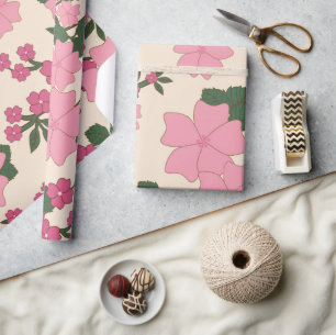 Roze bloemen, bloempatroon, patroon van bloemen cadeaupapier