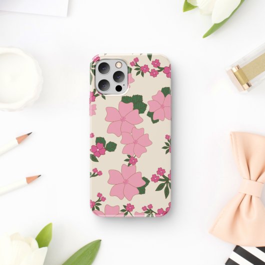 Roze bloemen, bloempatroon, patroon van bloemen Case-Mate iPhone case