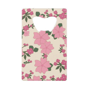 Roze bloemen, bloempatroon, patroon van bloemen creditkaart flessenopener
