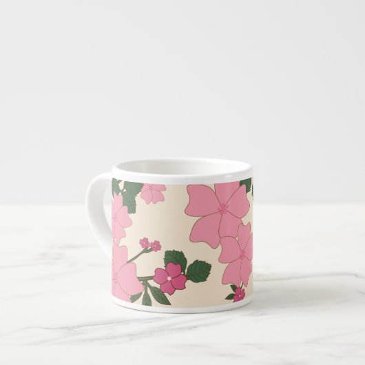 Roze bloemen, bloempatroon, patroon van bloemen espresso kop (Links)