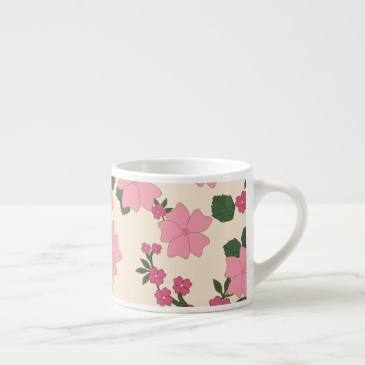 Roze bloemen, bloempatroon, patroon van bloemen espresso kop (Rechts)