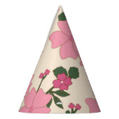 Roze bloemen, bloempatroon, patroon van bloemen feesthoedjes (Links)