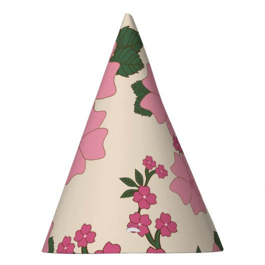 Roze bloemen, bloempatroon, patroon van bloemen feesthoedjes (Rechts)