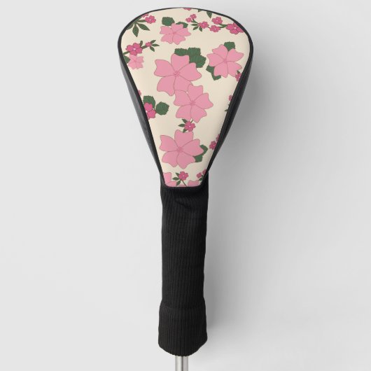 Roze bloemen, bloempatroon, patroon van bloemen golfheadcover (Voorkant)