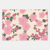 Roze bloemen, bloempatroon, patroon van bloemen inpakpapier vel (Voorkant 3)