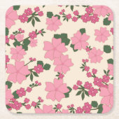 Roze bloemen, bloempatroon, patroon van bloemen kartonnen onderzetters (Voorkant)