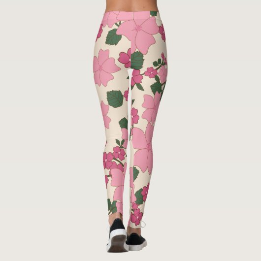 Roze bloemen, bloempatroon, patroon van bloemen leggings (Achterkant)