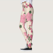 Roze bloemen, bloempatroon, patroon van bloemen leggings (Links)