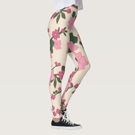 Roze bloemen, bloempatroon, patroon van bloemen leggings (Rechts)