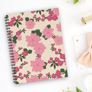 Roze bloemen, bloempatroon, patroon van bloemen notitieboek
