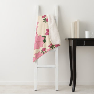 Roze bloemen, bloempatroon, patroon van bloemen sherpa deken