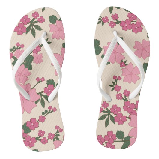 Roze bloemen, bloempatroon, patroon van bloemen teenslippers (Voetbed)